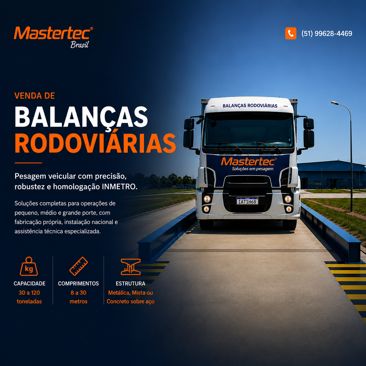 Caminhão sobre uma balança rodoviária industrial